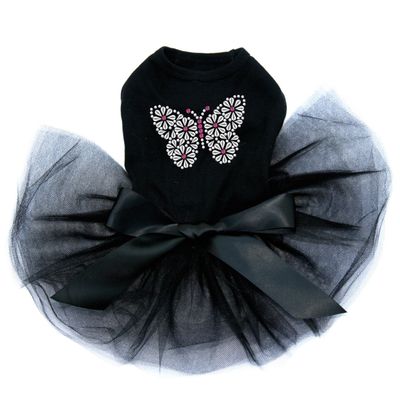 Dog in the Closet Silver Nailhead Butterfly - Bling Rhinestone Tutu Dress, 3XL Black