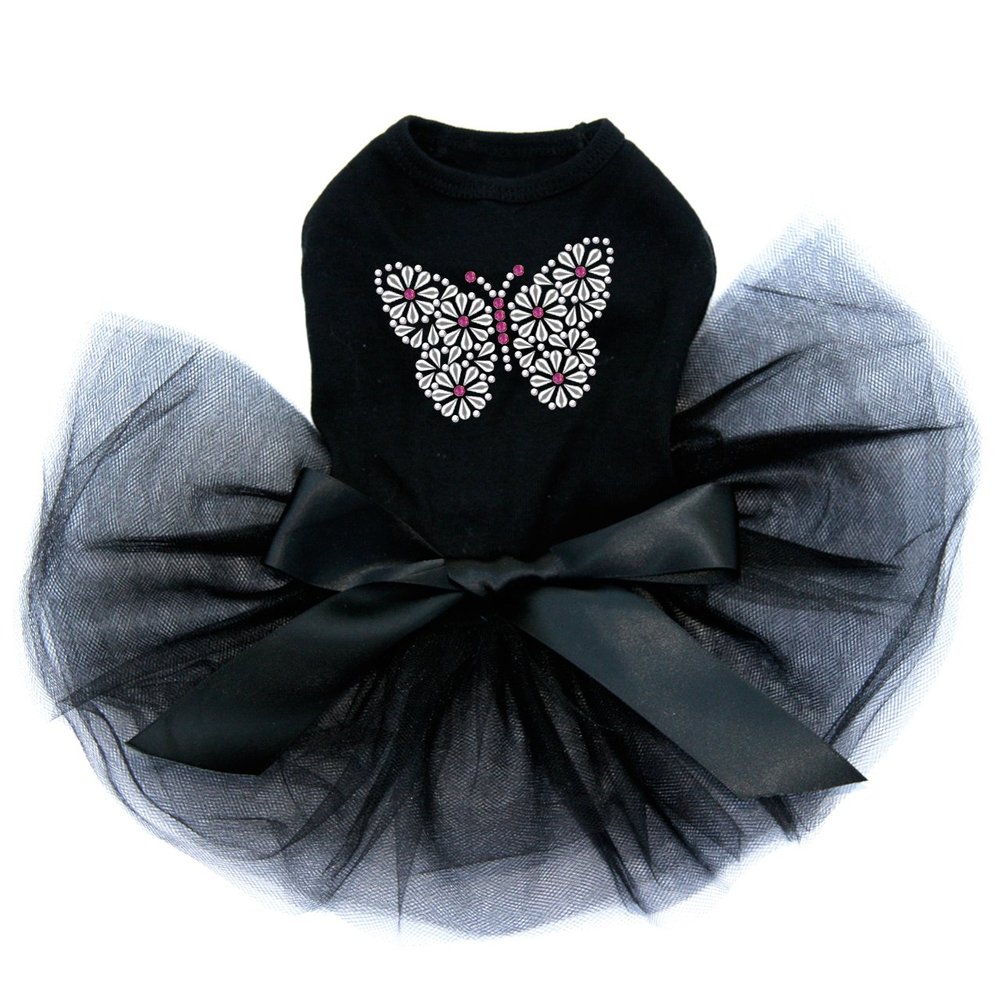 Dog in the Closet Silver Nailhead Butterfly - Bling Rhinestone Tutu Dress, 3XL Black