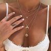 Aimimier Bohemia Sun and Moon Layered Choker Necklace Crescent Moon Necklace Gold Coin Disc Moon Charm Pendant Necklace for Women view 2