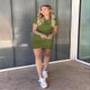 BTFBM Womens Summer Dresses 2026 Casual Bodycon Mini Dress Short Sleeve Crew Neck Mini Ruched Spring Beach Vacation Outfits(Green, X-Large) view 2