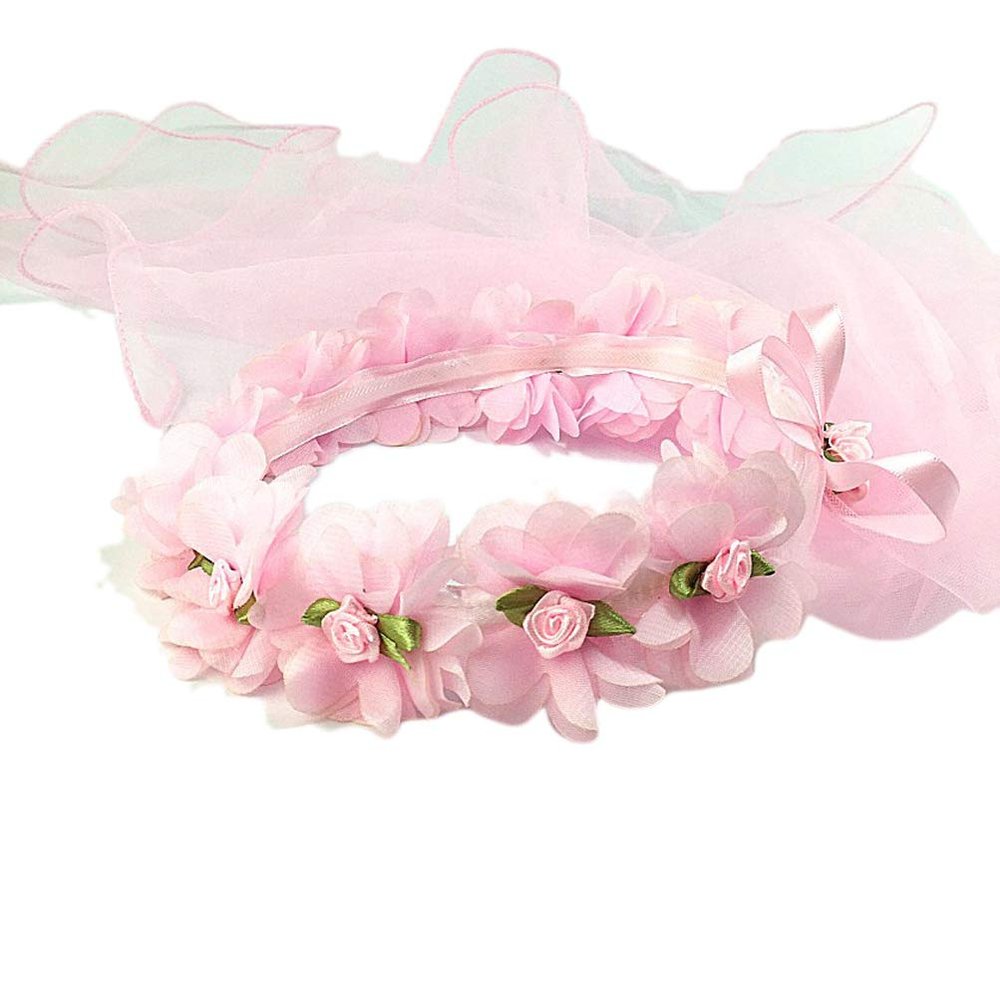 First Holy Communion Veils for Girls Pink Floral First Communion Veil for Kids