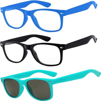 3 Pairs Kids Sunglasses Clear Lens Blue Black Smoke Lens Turquoise