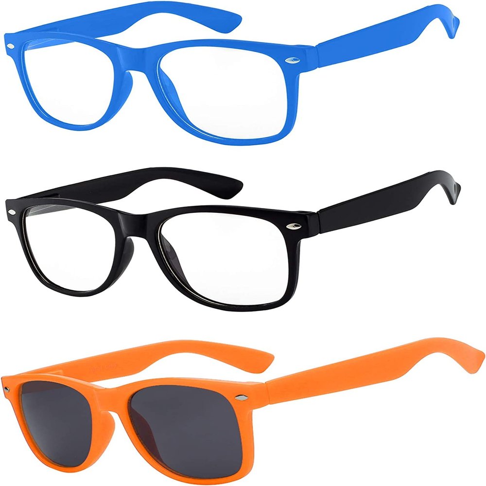3 Pairs Kids Sunglasses Clear Lens Blue Black Smoke Lens Orange