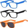 3 Pairs Kids Sunglasses Clear Lens Blue Black Smoke Lens Orange view 1