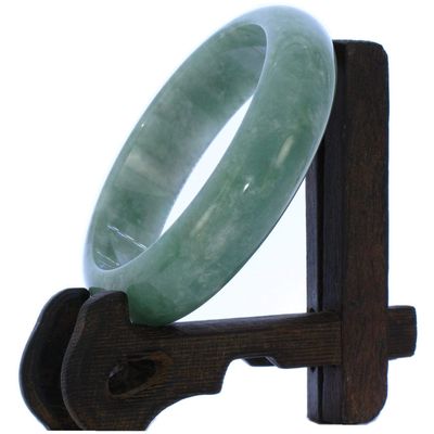 2.30"(58.6mm) China Certified Grade A Nature Hisui Jadeite Jade Light Green Women's Bangle Bracelets 9404
