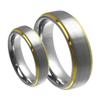 Wedding Rings for Him and Her - 8mm/6mm Brushed Center with Gold Step Edge Tungsten Carbide - Couple Rings Set - Wedding Bands for Couples - Wedding Band Sets for Couples view 1