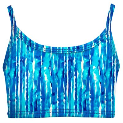 Made in USA Girls Bikini Top for Girls UPF50+ Sun Protection Toddler Bathing Suit Rash Guard for Beach Pool Swimwear, Water Tie-Dye, 4