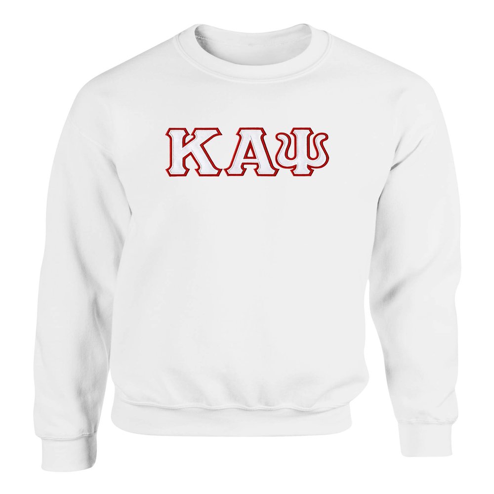 Fashion Greek Kappa Alpha Psi Twill Letter Crewneck Sweatshirt White White/Red Small