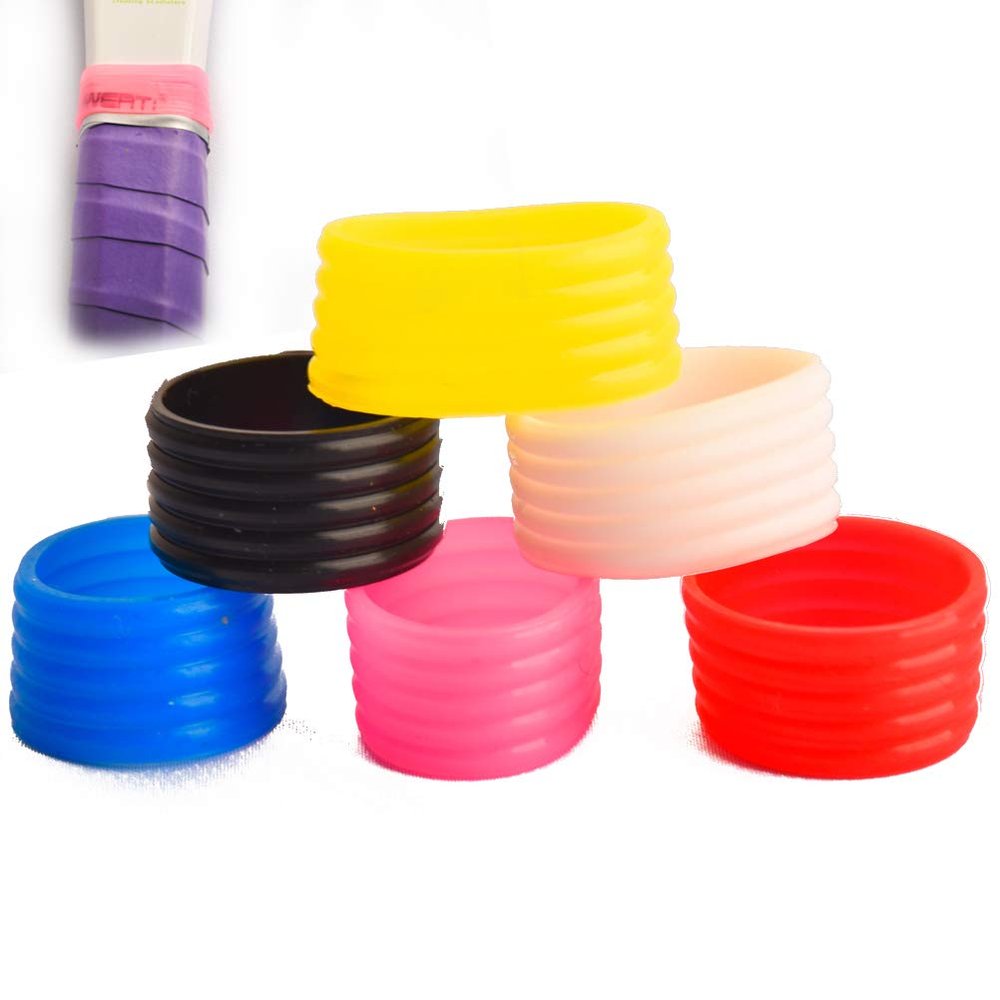 Seaner 6Pcs/Pack Badminton Racket Handle Grip Ring, Tennis Racquet Racket Fix Ring,Racket Band Overgrip Protector - Mix 6 Colors (CA)