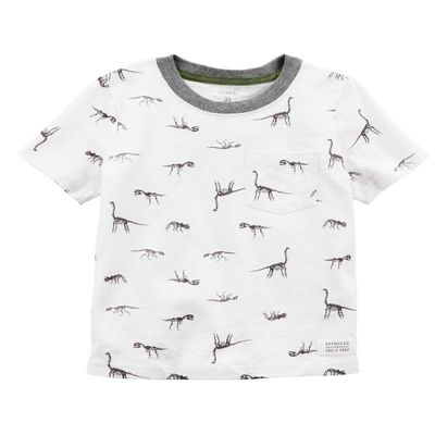 Carter's Baby Boys' Dinosaur Pocket Tee, 12 Months White