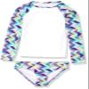 Kanu Surf Girls' Long Sleeve Rashguard UPF 50+ Two Piece Swim Set, Ruby Purple, 14/16 view 1