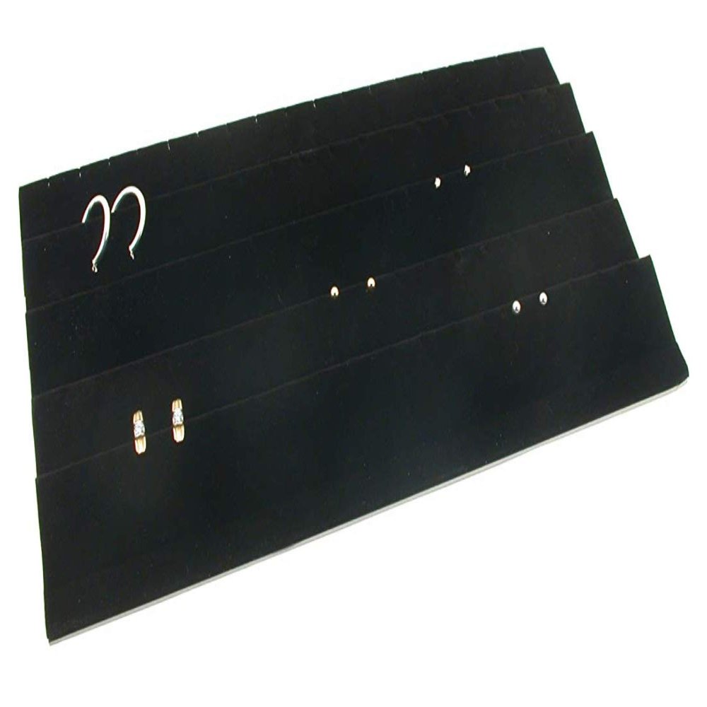 888 Display USA Earring Display Tray Black Velvet 45 Pair Travel Insert Pad (Black Faux Velvet)