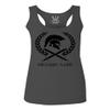 0143. Spartan Molon Labe Military Patriotic Greek Helment Graphic Women's Tank Top Racerback (Characol Small) view 1