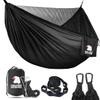 Covacure Camping Hammock - 772lbs Capacity Double Hammock with Tree Straps, Lightweight Parachute Nylon Outdoor Survival Gear for Hiking, Backpacking, Travel or Backyard (Black) view 1