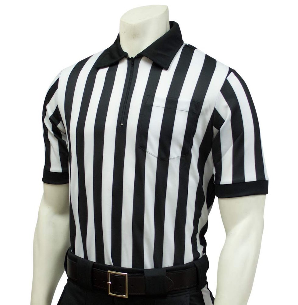 Smitty | FBS-100 | Performance Mesh Short Sleeve Referee Shirt | 1" Stripe | Moisture Management | Football Lacrosse | Official's Choice! (4XL)