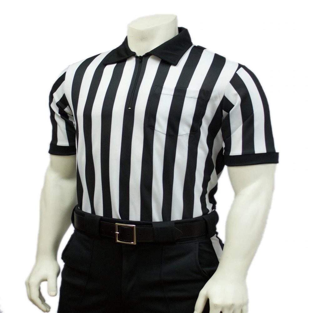 Smitty | FBS-100 | Performance Mesh Short Sleeve Referee Shirt | 1" Stripe | Moisture Management | Football Lacrosse | Official's Choice! (3XL)