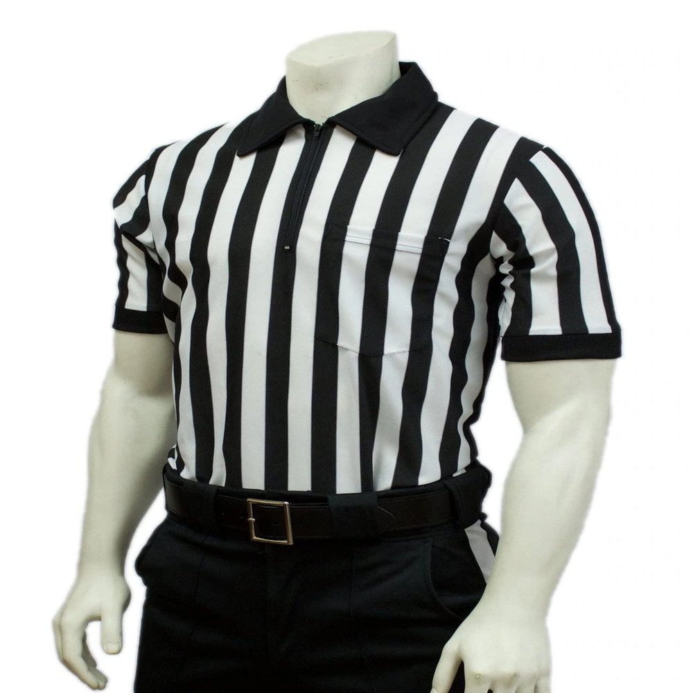 Smitty | FBS-101 | Warp Knit Polyester Short Sleeve Referee Shirt | 1" Stripe | Byron Collar & Front Pocket | Football Lacrosse | Official's Choice! (3XL)