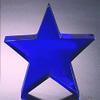 SHOP AWARDS AND GIFTS Customizable 4 Inch Height Optical Crystal Cut Blue Star Shaped Award, Includes Personalization view 1