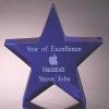 SHOP AWARDS AND GIFTS Customizable 4 Inch Height Optical Crystal Cut Blue Star Shaped Award, Includes Personalization view 2