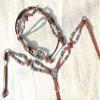 Showman Turquoise & Orange Beaded Leather Headstall & Breast Collar Set view 2
