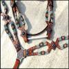 Showman Turquoise & Orange Beaded Leather Headstall & Breast Collar Set view 3