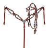 Showman Turquoise & Orange Beaded Leather Headstall & Breast Collar Set view 4