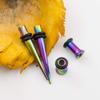 10G Ear Gauges Stretching Kit Surgical Steel PVD Rainbow Tapers Ear Tunnels Set for Starter Expander Body Piercing Jewelry view 2