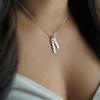 AJ's Collection Personalized Double Sidelong Nameplate Sterling Silver Necklace. Customize Two Charms. Choice of Sterling Silver Chain. Keep The Key to Your Heart, Close to Your Heart for Couples. view 3