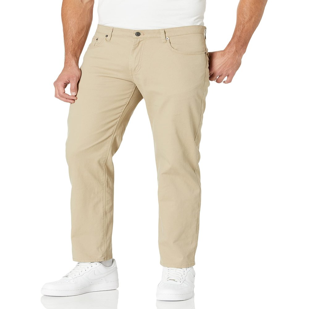 Amazon Essentials Men's Straight Fit 5-Pocket Stretch Twill Pants, Khaki Brown, 31W x 28L