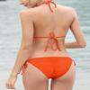 SHEKINI Women's Triangle Bikini Set Halter Sexy Bathing Suits String Low Waisted Two Piece Swimsuit(Large, Fluorescence Orange) view 3