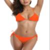 SHEKINI Women's Triangle Bikini Set Halter Sexy Bathing Suits String Low Waisted Two Piece Swimsuit(Large, Fluorescence Orange) view 4