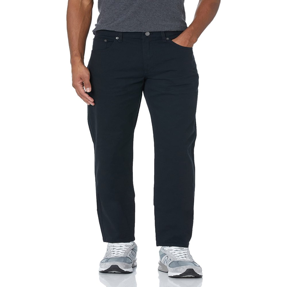 Amazon Essentials Men's Straight Fit 5-Pocket Stretch Twill Pants, Black, 34W x 31L