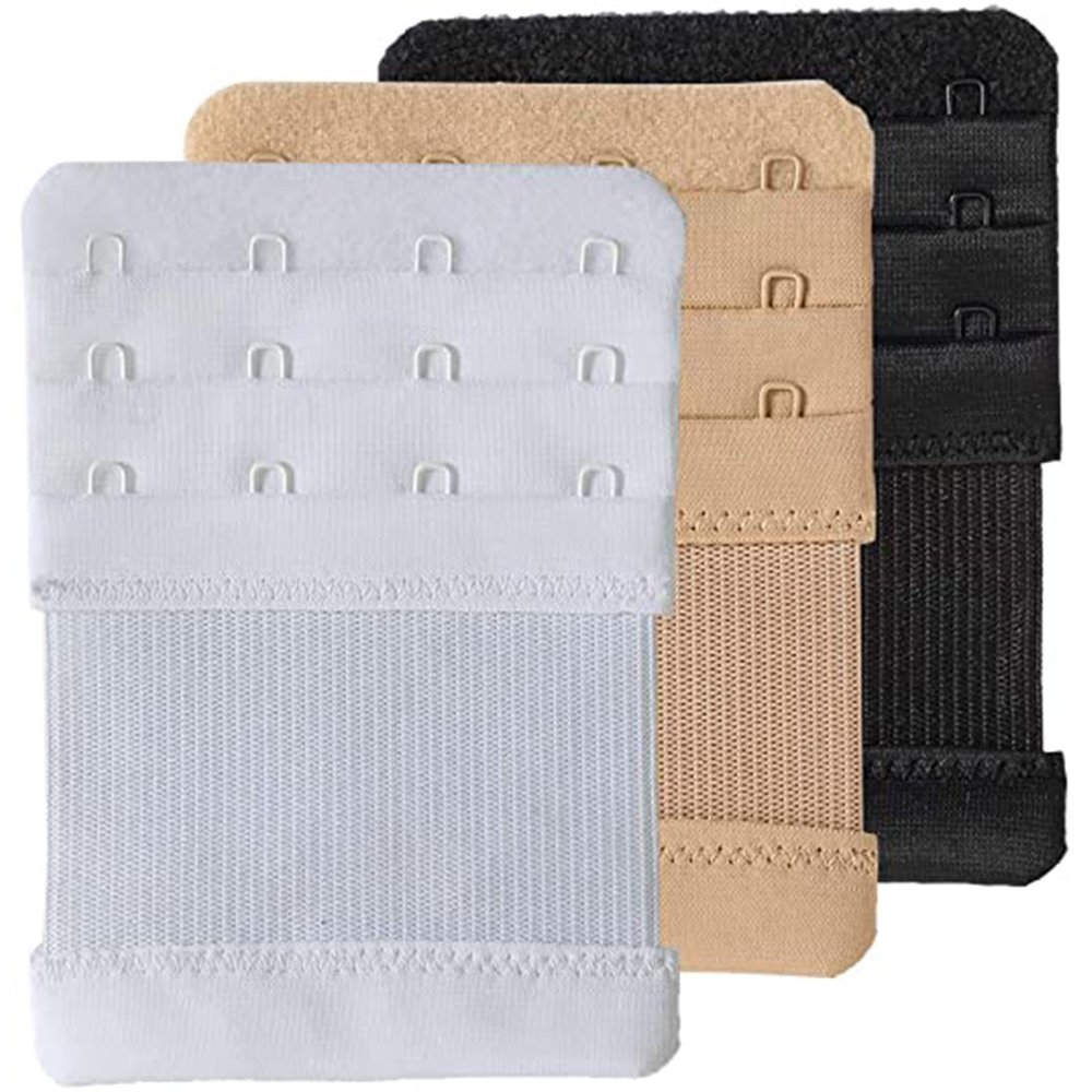 AKAAYUKO Women's Bra Extenders 4 Hook Soft Comfortable Bra Strap Extender Extension, 3 Pieces