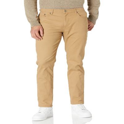 Amazon Essentials Men's Pants, Athletic-Fit, 5-Pocket Stretch, Twill Work, Big & Tall, Dark Khaki Brown, 34W x 30L
