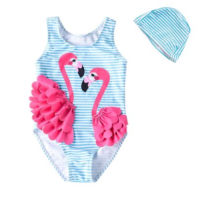 Baby Girl One Piece Swimsuit Swimwear Toddler Kid Flamingo Bikini Bathing Suit Sunsuit Rash Guard L