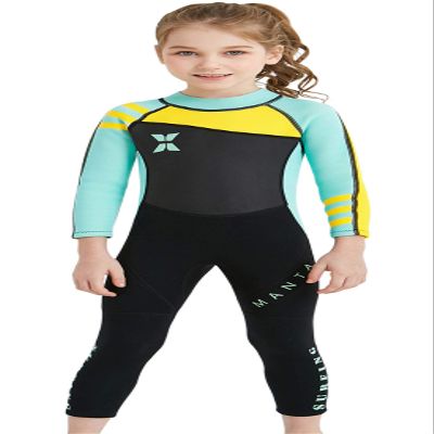 DIVE & SAIL Kid Girl's One Piece Wet Suit 2.5mm Neoprene Warm Siwmwear UV Protection Anti-Jellyfish Rash Guard 6-7 Years Green