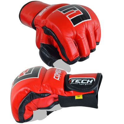 Combat Corner MMA Leather Construction Tech Fight Spar Gloves for Men and Women - Kickboxing, MMA, Muay Thai Fighting Training Sparring Gloves