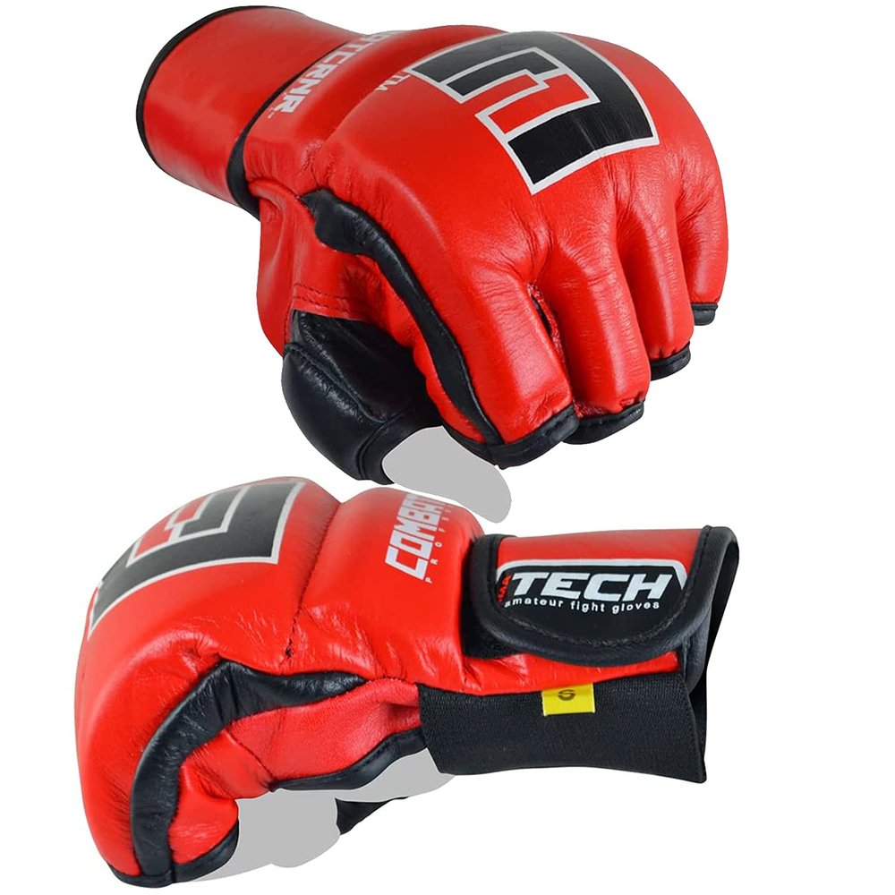 Combat Corner MMA Leather Construction Tech Fight Spar Gloves for Men and Women - Kickboxing, MMA, Muay Thai Fighting Training Sparring Gloves