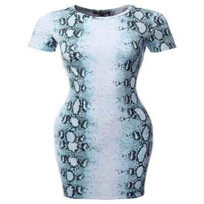Casucal Printed Sexy Body-con Mini Dress - Made in USA Blue Snake 3XL