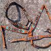 Showman Argentina Cow Leather Headstall & Breast Collar Set w/Aztec Beaded Inlays view 2
