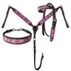 Showman Argentina Cow Leather Headstall & Breast Collar Set w/Pink Navajo Beaded Inlays view 1