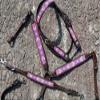 Showman Argentina Cow Leather Headstall & Breast Collar Set w/Pink Navajo Beaded Inlays view 2