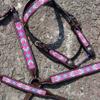 Showman Argentina Cow Leather Headstall & Breast Collar Set w/Pink Navajo Beaded Inlays view 3