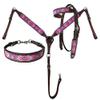 Showman Argentina Cow Leather Headstall & Breast Collar Set w/Pink Navajo Beaded Inlays view 4