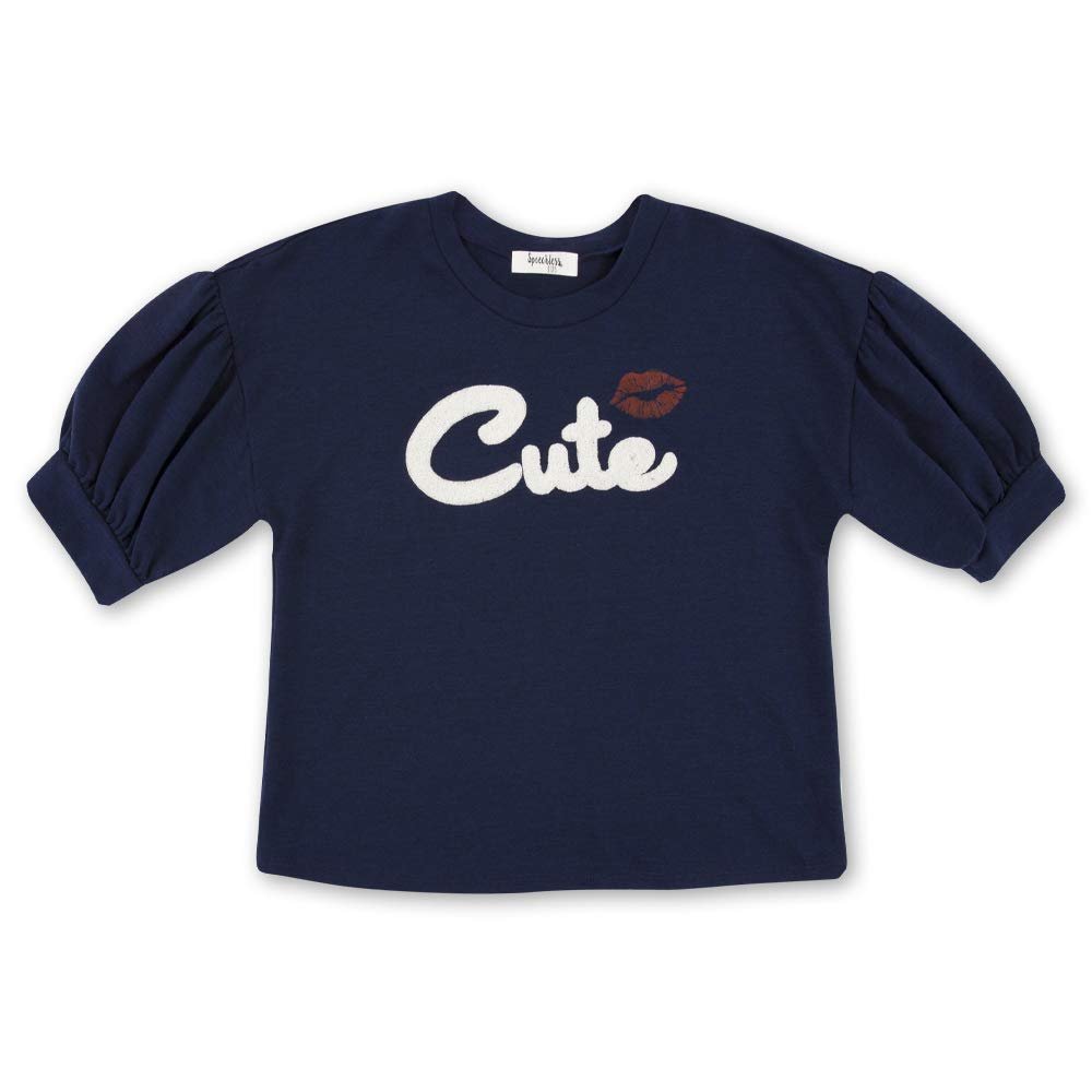 Speechless Big Girl's Bloused Sleeve T-Shirt Shirt, Navy, L