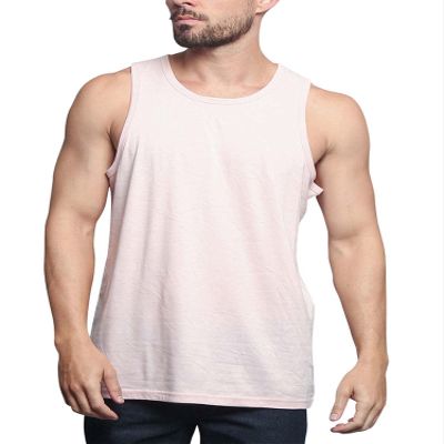 Men's Basic Essential Straight Hem Long Length Tank Top TT60-PL - Dirty Pink - 3X-Large - H11A