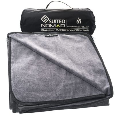 SUITEDNOMAD Large Waterproof Outdoor Stadium Blanket, Windproof and Warm Extra Thick Fleece or Quilted Sherpa, Great for Cold Weather Camping, Picnic, Sports, Festivals