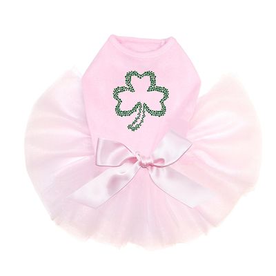 Dog in the Closet Shamrock # 2 - Bling Rhinestone St Patrick Day Tutu Dress, 2XL Pink