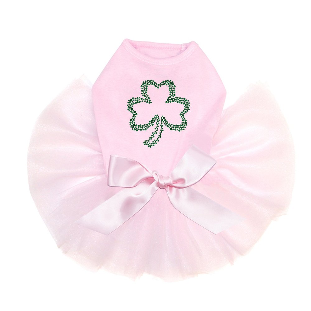 Dog in the Closet Shamrock # 2 - Bling Rhinestone St Patrick Day Tutu Dress, 2XL Pink