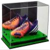 Better Display Cases Acrylic Large Shoe Display Case for Basketball Shoe Soccer Cleat Football Cleat with Mirror, Black Risers and Turf Base (A013-BR) view 1